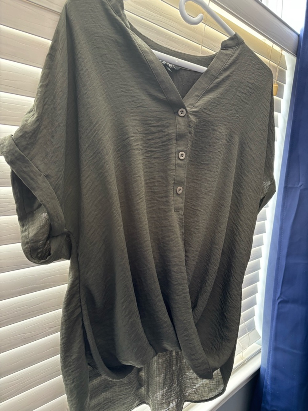 George Olive Green V-Neck Button Tunic